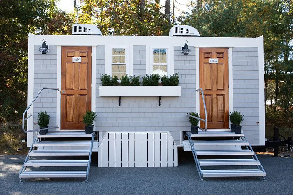 Wedding restroom units discretely staged at a venue in Reading, Pennsylvania